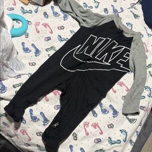 Nike Black and Gray Baby Onesie